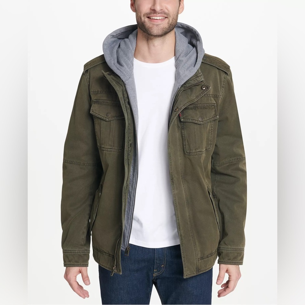 Levi's Men's Sherpa Lined Hooded Canvas Trucker Work‎ Chore Jacket Size XL
